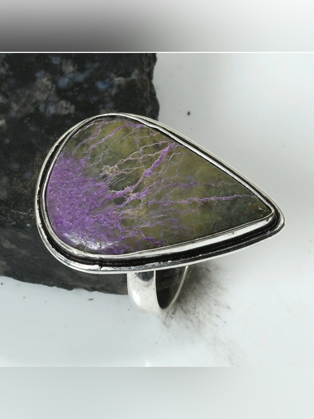 Purpurite Jasper Gemstone Handmade Ring Size-9